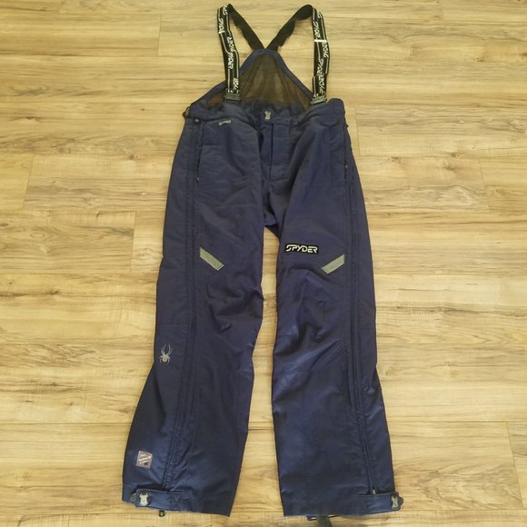 Spyder Mens XL Snowboard Ski Snow Pants Bibs Suit Blue Black Snowboard Overalls